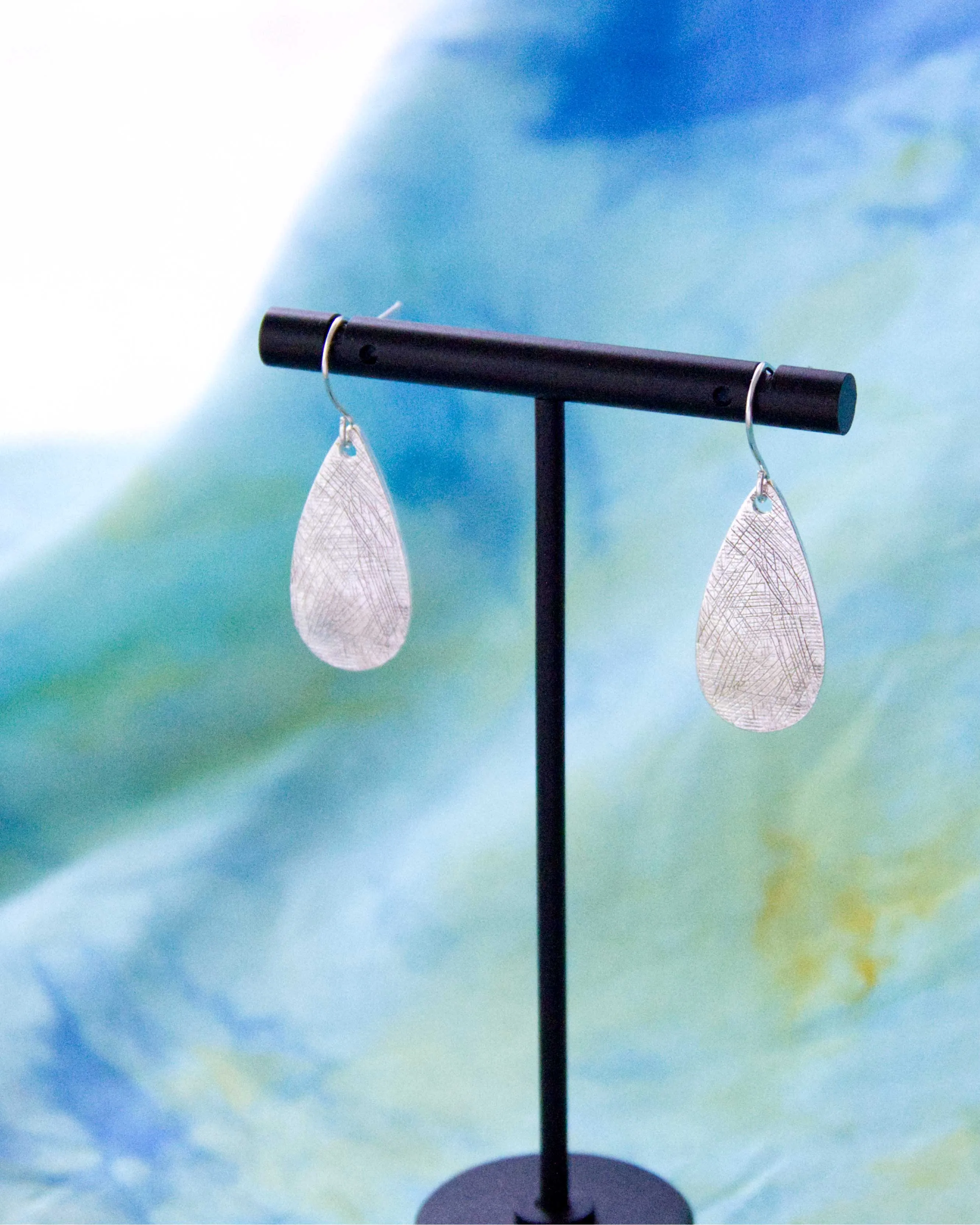 Etched Brushstroke Earrings - Raindrops