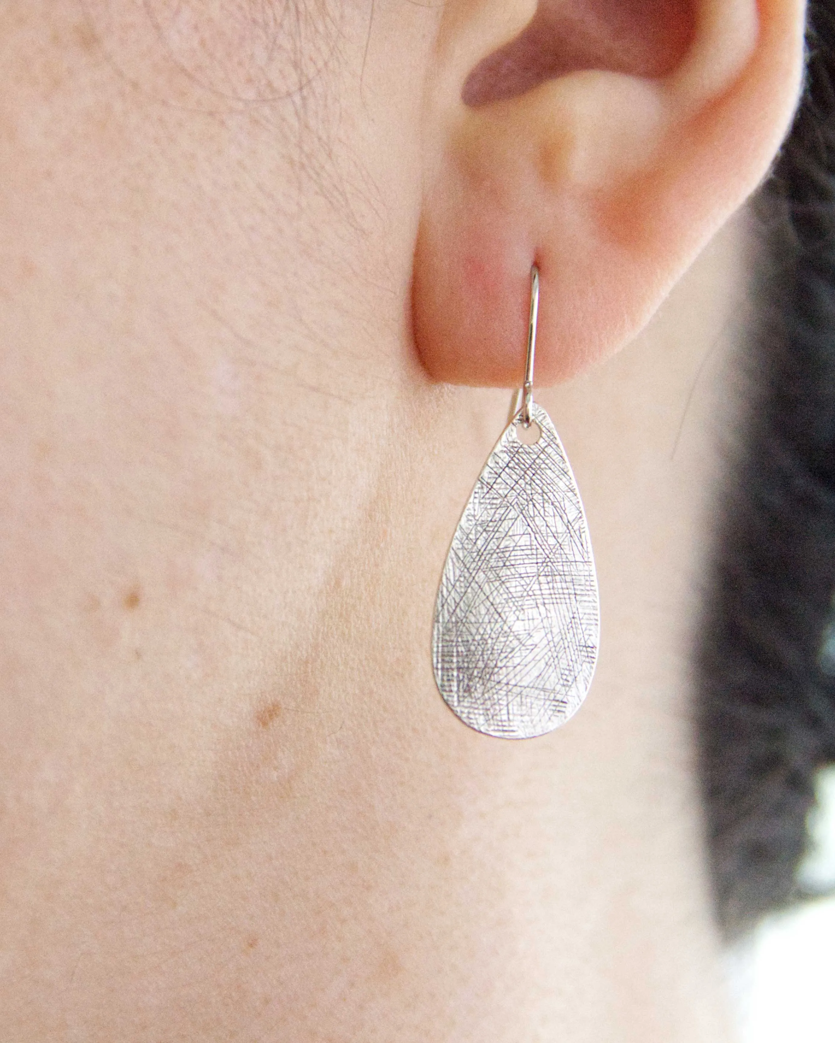 Etched Brushstroke Earrings - Raindrops