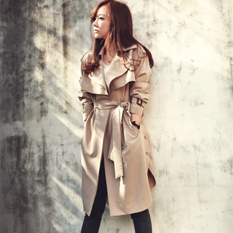 Fashion Long Trench Coat For Women Autumn Spring Trench Coats Outerwear Loose Coat Gabardina Mujer Trench HO851770