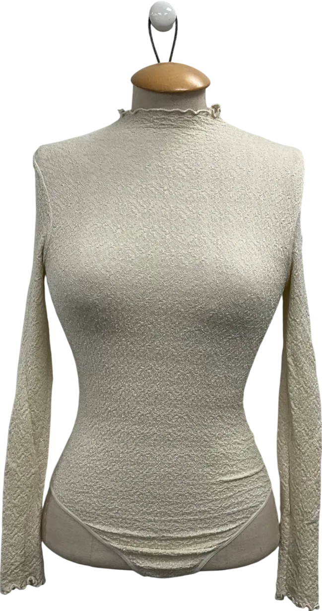 Free People Cream Mara Mock Neck Bodysuit UK M/L