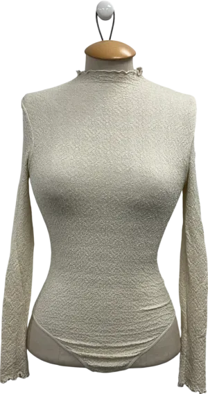 Free People Cream Mara Mock Neck Bodysuit UK M/L