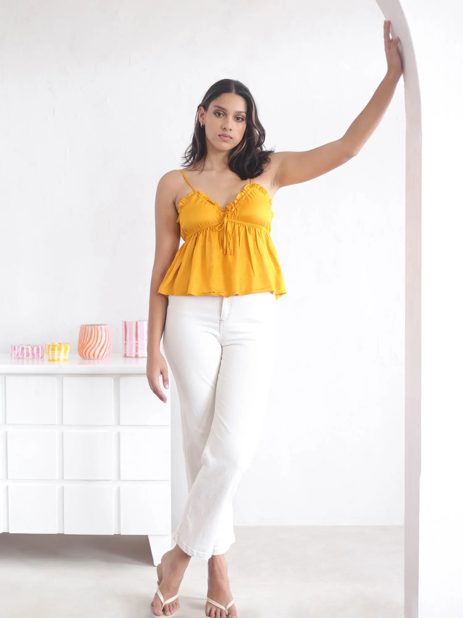 Frill Detail Peplum Top