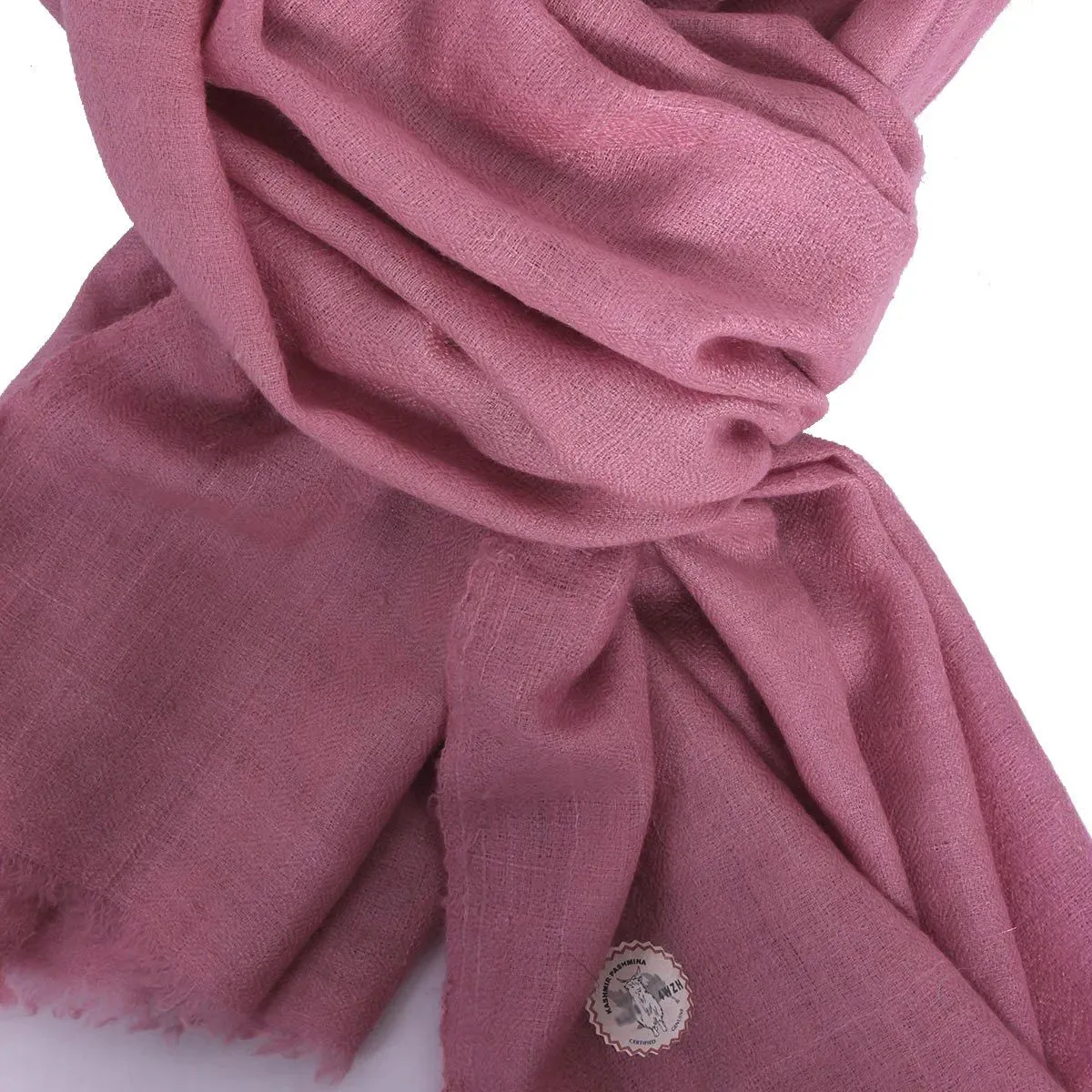 GI CERTIFIED ROSE PINK SOLID CASHMERE PASHMINA STOLE