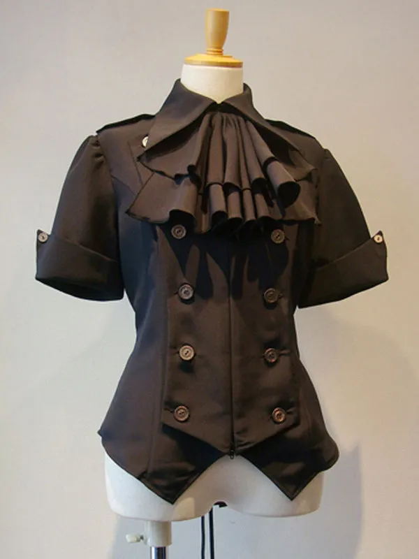 Gothic Lolita Coats White Lace Up Top Cotton Blend Lolita Outwears