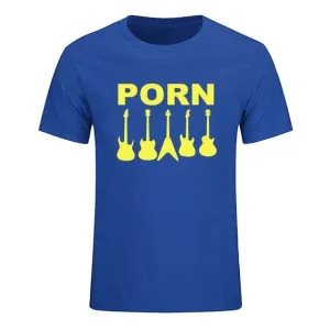 Guitar Porn T-Shirt Short Sleeve Musician Guitarist Tops SJA
