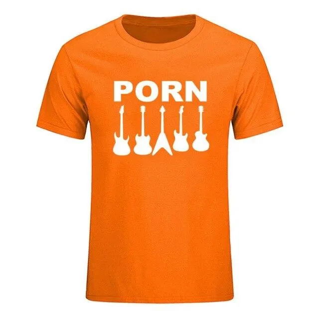 Guitar Porn T-Shirt Short Sleeve Musician Guitarist Tops SJA