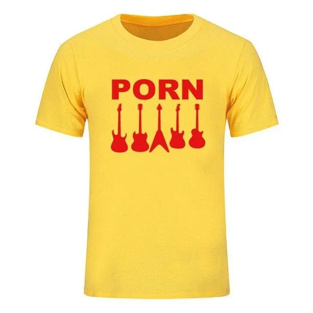 Guitar Porn T-Shirt Short Sleeve Musician Guitarist Tops SJA