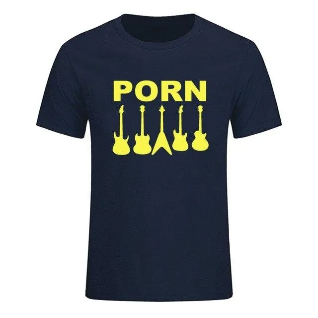 Guitar Porn T-Shirt Short Sleeve Musician Guitarist Tops SJA