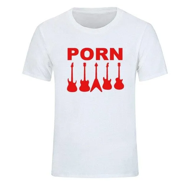 Guitar Porn T-Shirt Short Sleeve Musician Guitarist Tops SJA