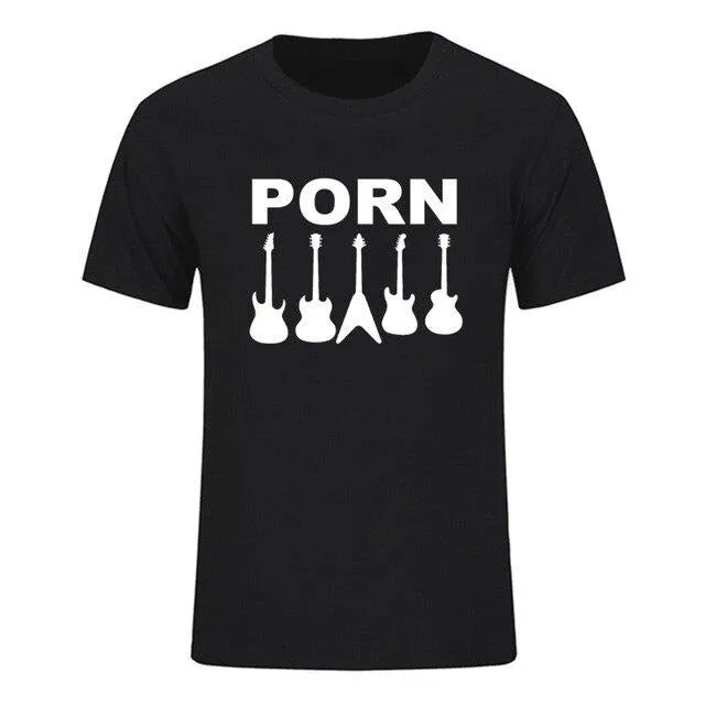Guitar Porn T-Shirt Short Sleeve Musician Guitarist Tops SJA