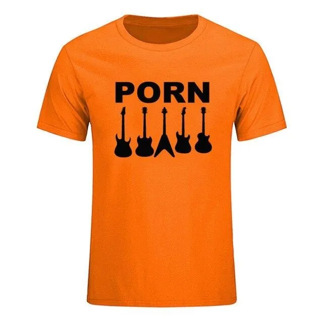 Guitar Porn T-Shirt Short Sleeve Musician Guitarist Tops SJA