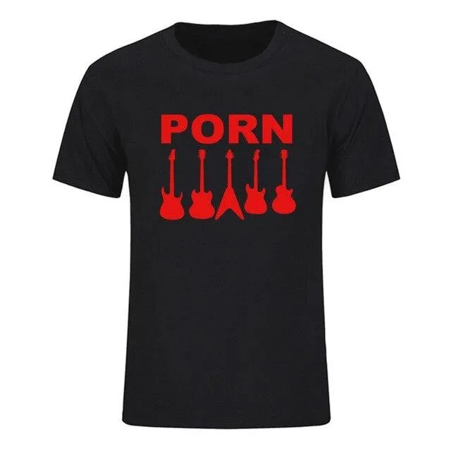 Guitar Porn T-Shirt Short Sleeve Musician Guitarist Tops SJA