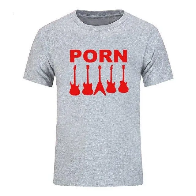 Guitar Porn T-Shirt Short Sleeve Musician Guitarist Tops SJA
