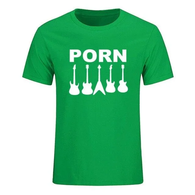 Guitar Porn T-Shirt Short Sleeve Musician Guitarist Tops SJA