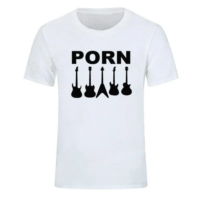 Guitar Porn T-Shirt Short Sleeve Musician Guitarist Tops SJA