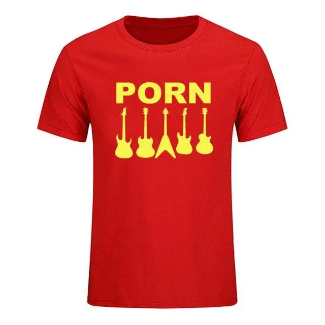 Guitar Porn T-Shirt Short Sleeve Musician Guitarist Tops SJA