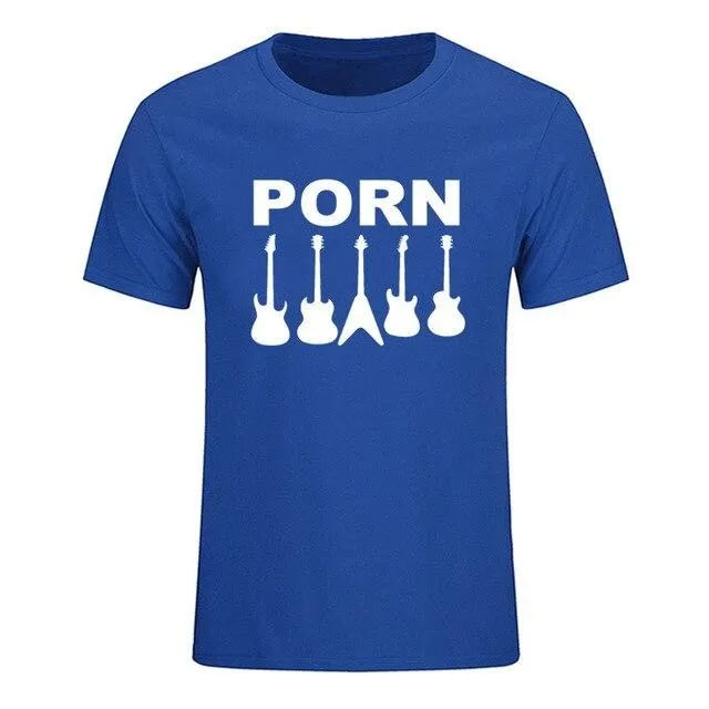Guitar Porn T-Shirt Short Sleeve Musician Guitarist Tops SJA