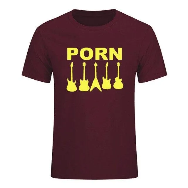 Guitar Porn T-Shirt Short Sleeve Musician Guitarist Tops SJA