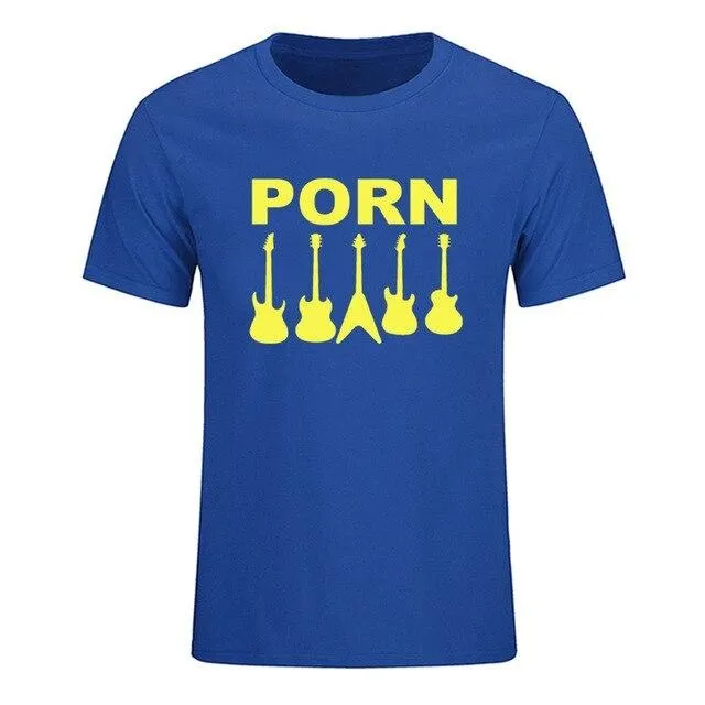 Guitar Porn T-Shirt Short Sleeve Musician Guitarist Tops SJA