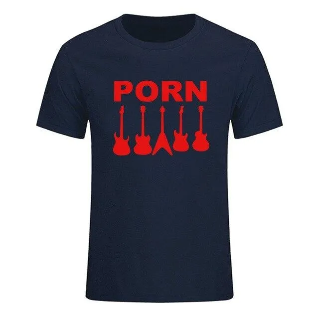 Guitar Porn T-Shirt Short Sleeve Musician Guitarist Tops SJA