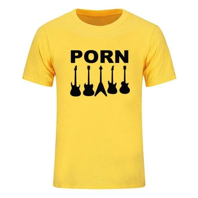 Guitar Porn T-Shirt Short Sleeve Musician Guitarist Tops SJA