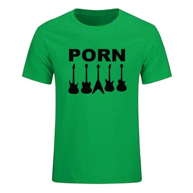 Guitar Porn T-Shirt Short Sleeve Musician Guitarist Tops SJA