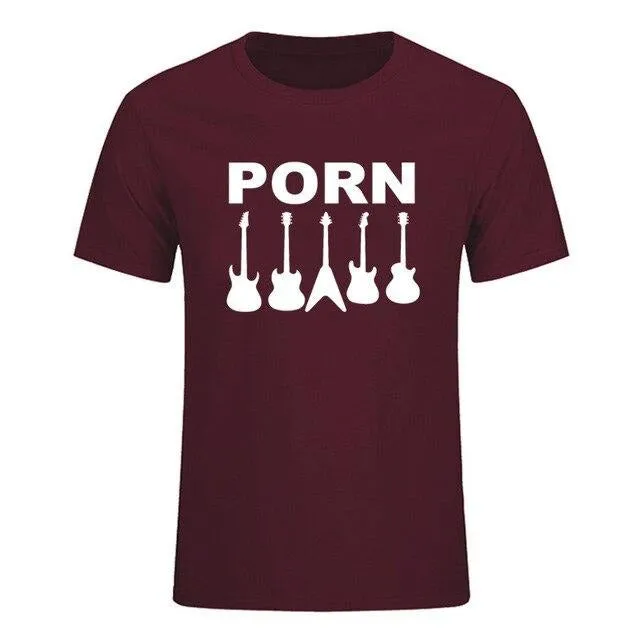 Guitar Porn T-Shirt Short Sleeve Musician Guitarist Tops SJA
