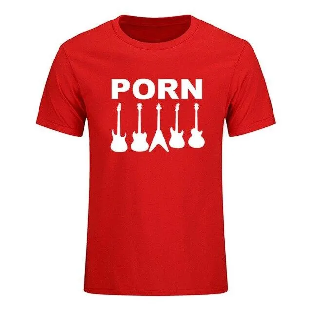Guitar Porn T-Shirt Short Sleeve Musician Guitarist Tops SJA