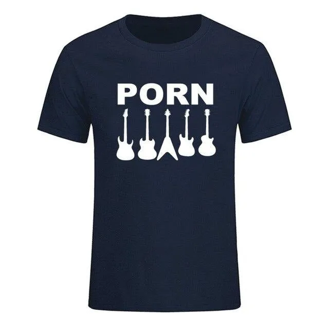 Guitar Porn T-Shirt Short Sleeve Musician Guitarist Tops SJA