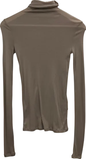 H&M Beige Pima Cotton High Neck Top UK XS