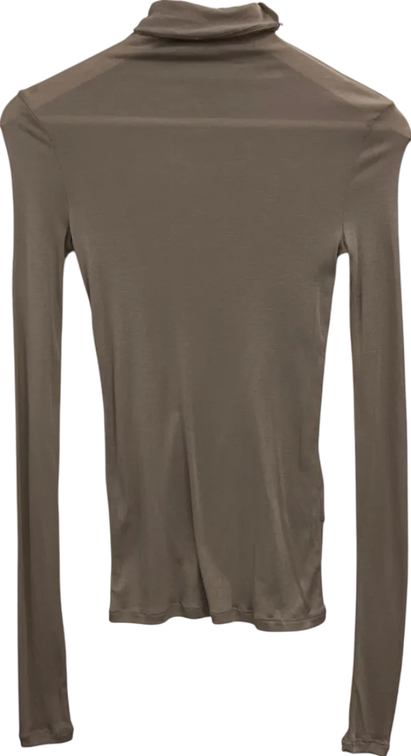 H&M Beige Pima Cotton High Neck Top UK XS