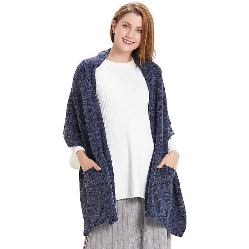 HANERDUN Women Warm Pashmina Shawl Wrap Winter Soft Cashmere Scarf with Pockets