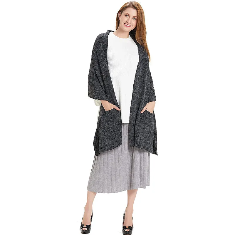 HANERDUN Women Warm Pashmina Shawl Wrap Winter Soft Cashmere Scarf with Pockets