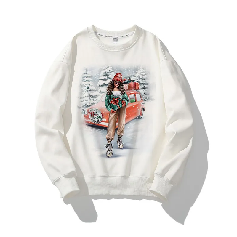 Happy Christmas O-Neck White Sweater Y