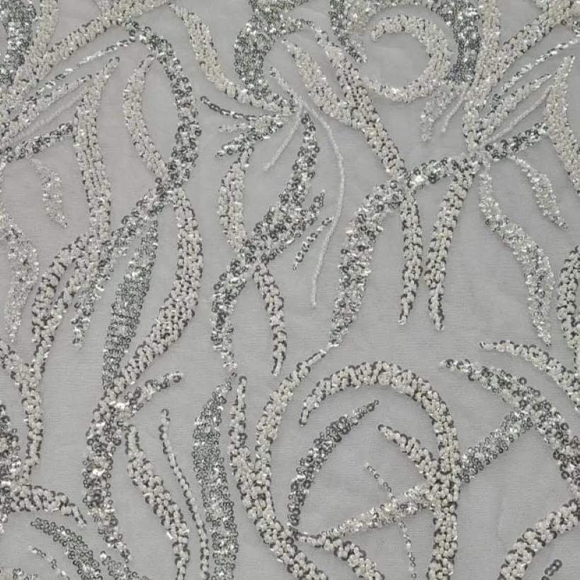 Harriett Evening Lace White Sliver 130cm