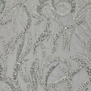 Harriett Evening Lace White Sliver 130cm