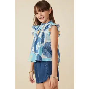 Hayden Girls Abstract Smocked Cotton Linen Tank