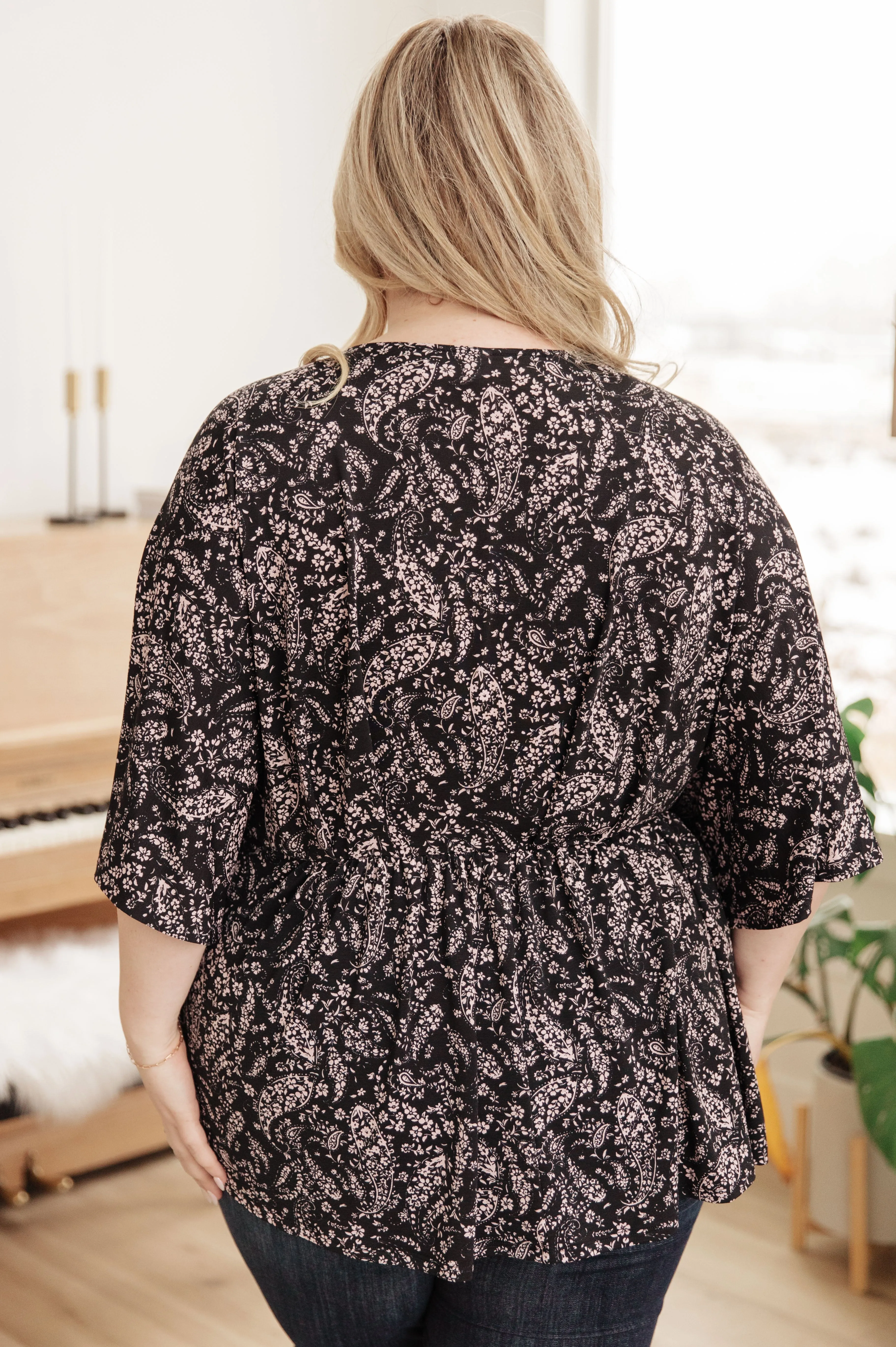 Hazel Blues® |  Dearest Dreamer Peplum Top in Black and Blush