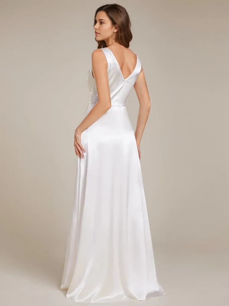 Heidi A line satin Ivory wedding gown with pockets