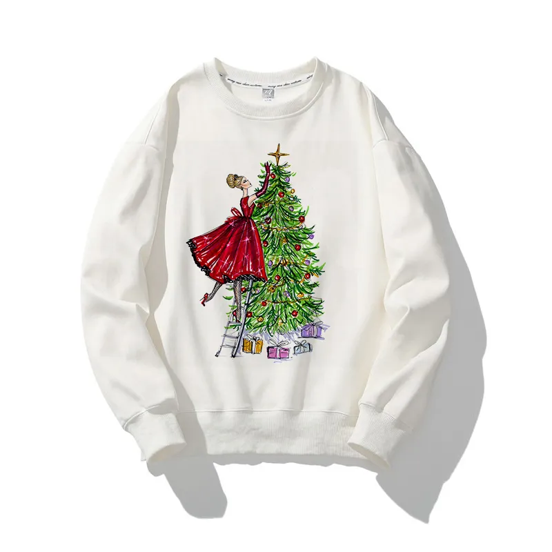 Hello Christmas O-Neck White Sweater Z