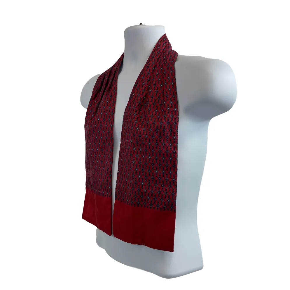 Hermes - Excellent - Burgundy Blue Chainlink Ascot Cravat - Burgundy, Blue - OS