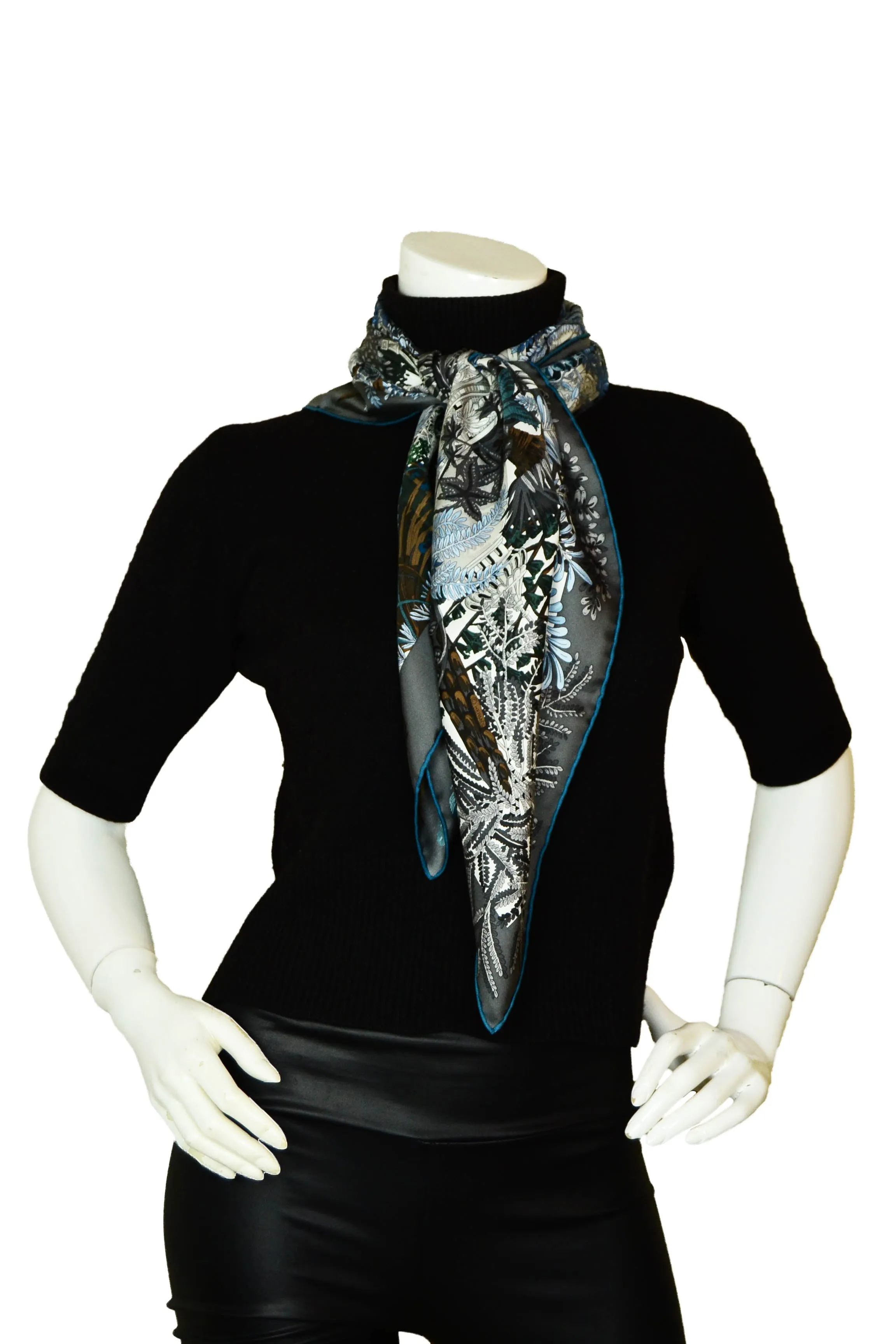 Hermes Gris/Bleu Glacier/Vert Jardin a Sintra 90cm Silk Scarf