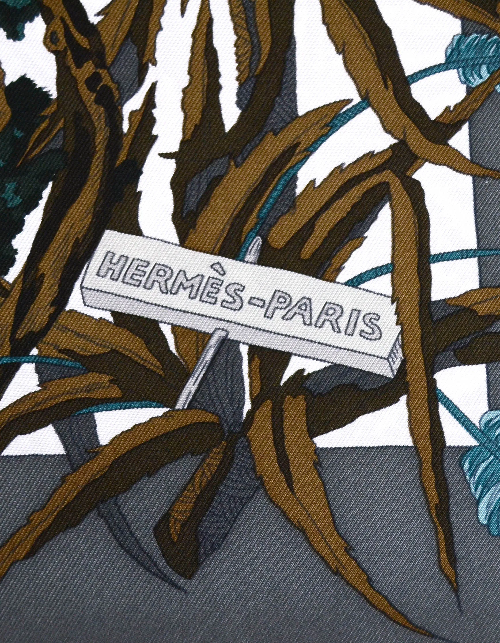 Hermes Gris/Bleu Glacier/Vert Jardin a Sintra 90cm Silk Scarf