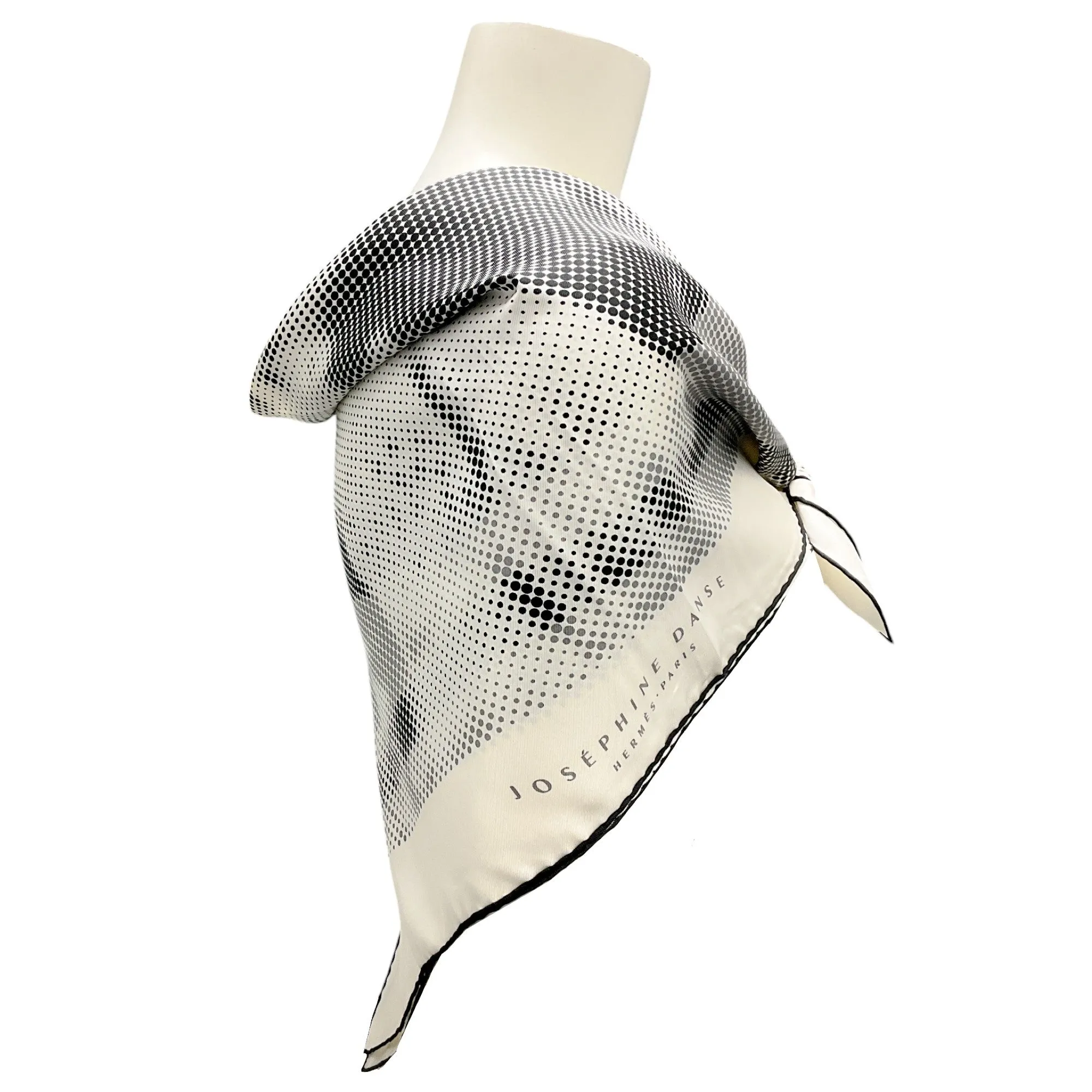 Hermes Ivory / Black Josephine Danse Print Square Silk Twill Scarf
