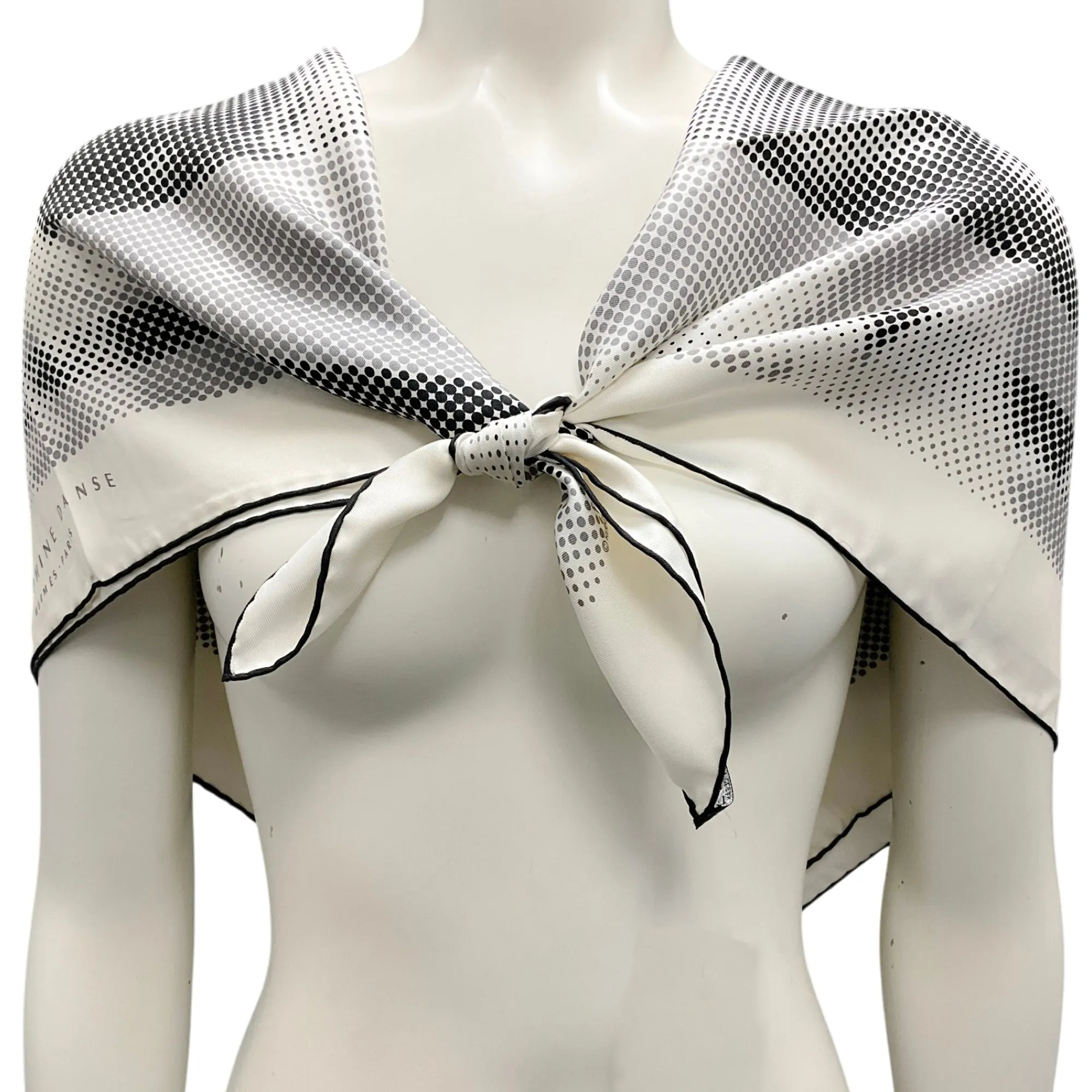 Hermes Ivory / Black Josephine Danse Print Square Silk Twill Scarf