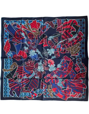 Hermes NEW Blue/Red Duels Oniriques 90cm Silk Scarf