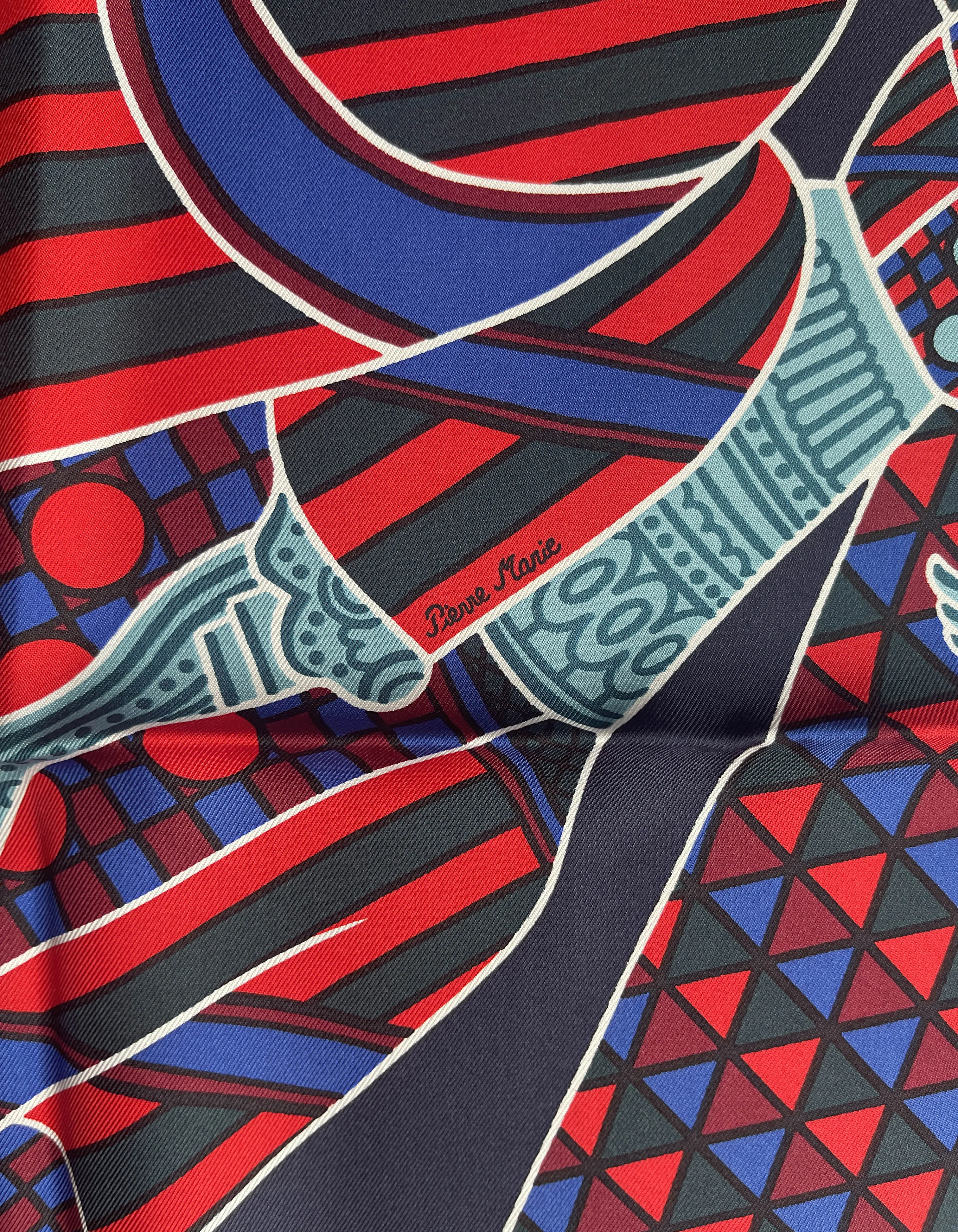 Hermes NEW Blue/Red Duels Oniriques 90cm Silk Scarf