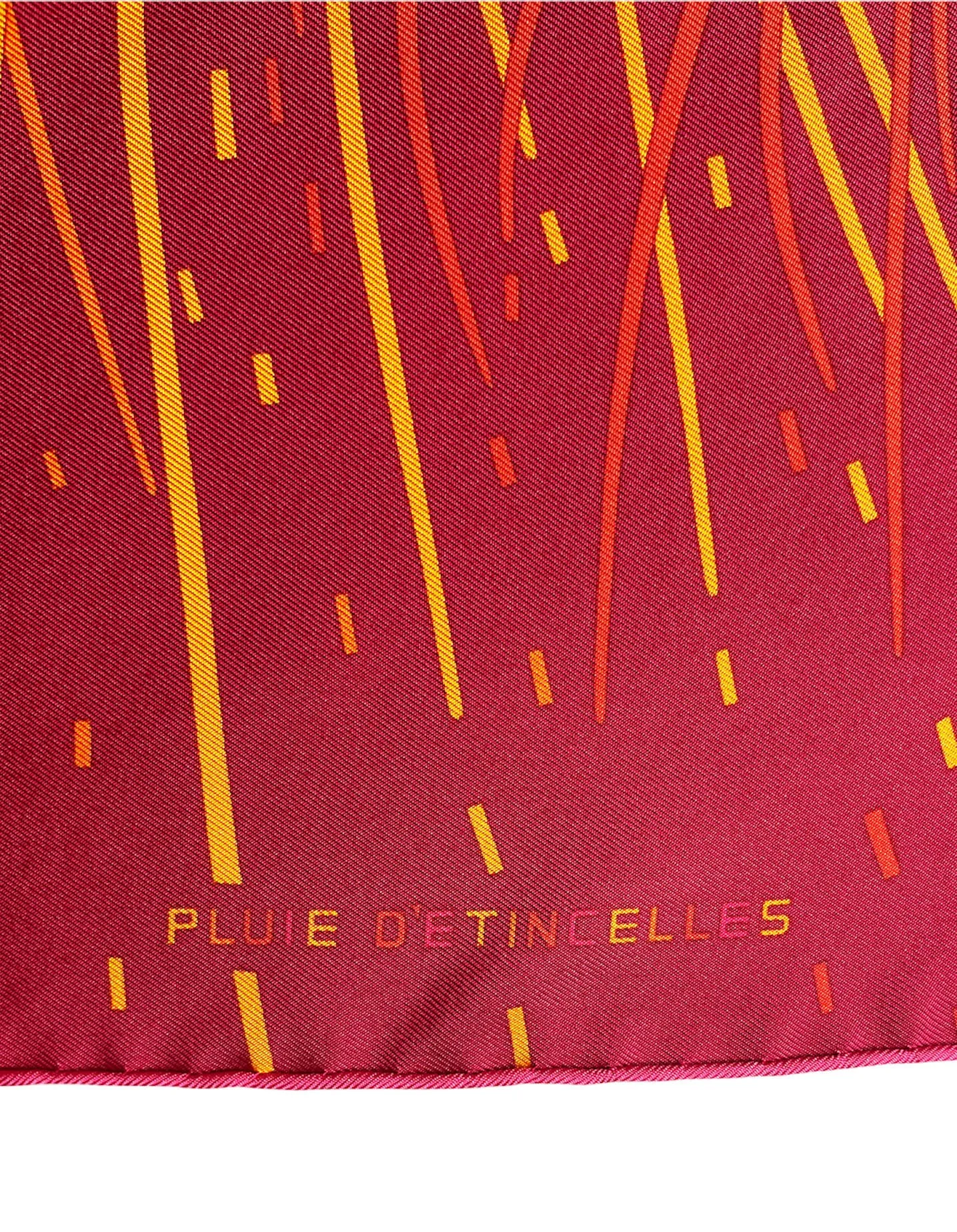 Hermes Pink Silk Pluie D'Etincelles Pocket Square