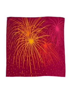 Hermes Pink Silk Pluie D'Etincelles Pocket Square