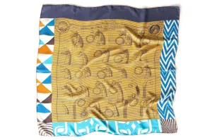 Hermes Tetes De Chevaux Cornes d'Attelles Silk Scarf